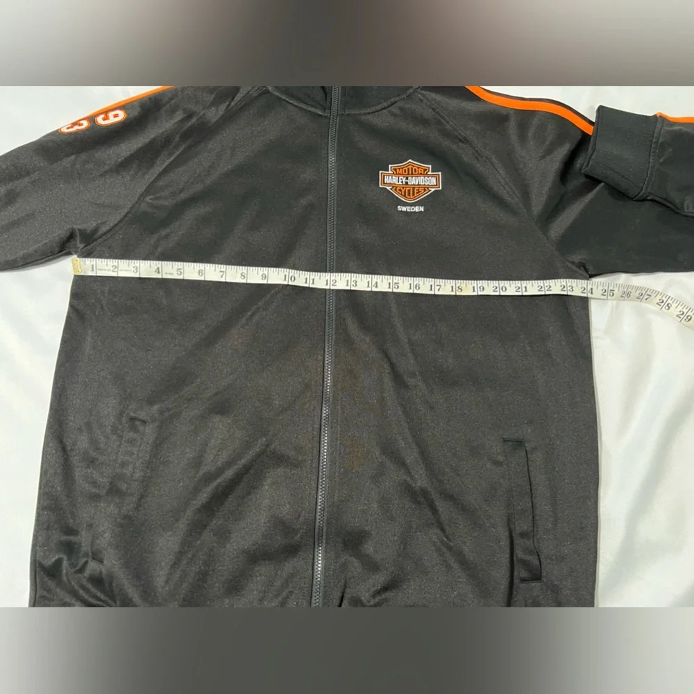 Harley Davidson Sweden‎ motorcycle track jacket zip up black orange size XXXL